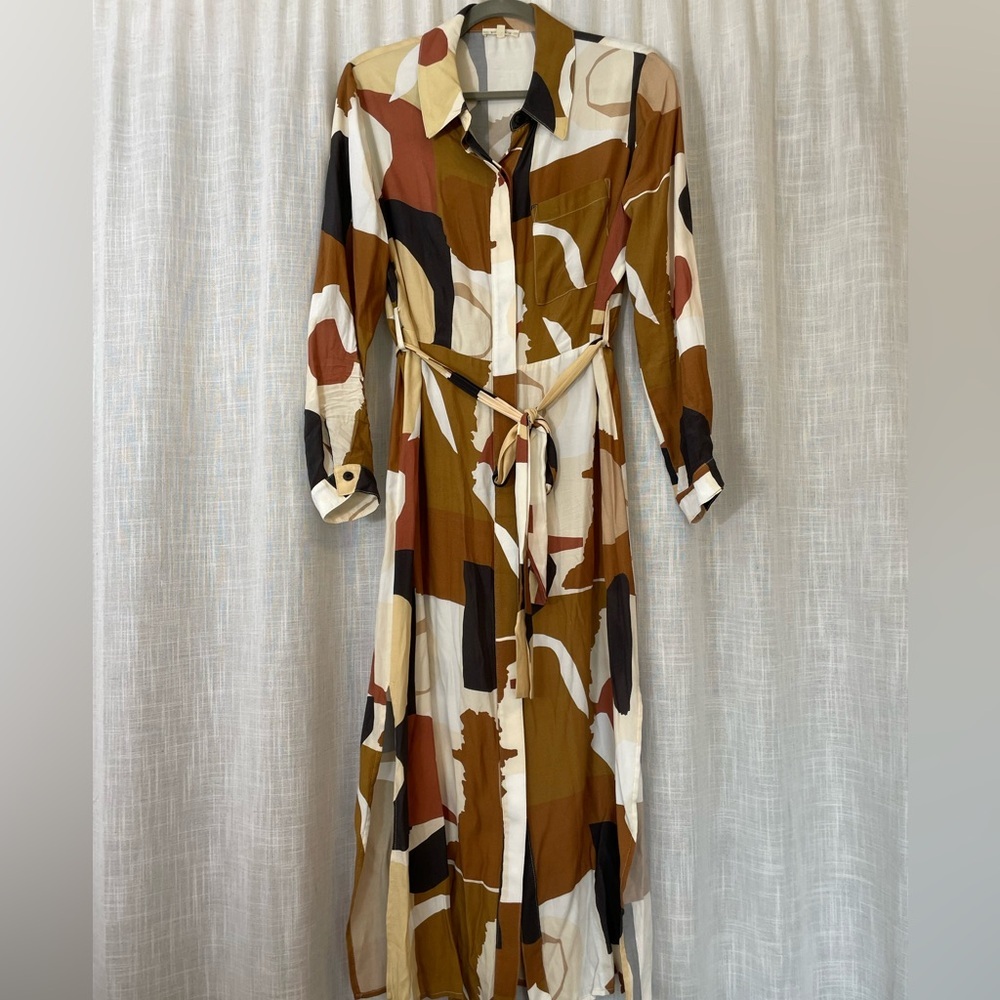 Whimsy Row Long Sleeve Button-Down Collared Maxi … - image 2